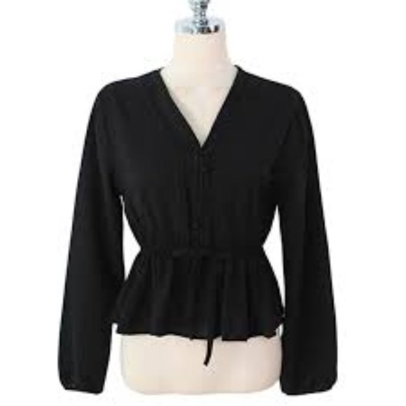 COPY - - Shein Long Sleeve Drawstring blouse - Picture 2 of 7
